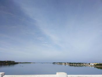 Scenic view of sea against blue sky