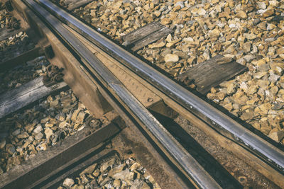 High angle view of abandoned railroad track