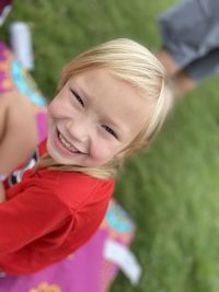 Portrait of cute girl playing in park