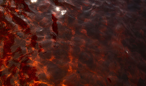 Abstract nature background of real beauty.ocean bokeh,sea ripples on the surface of waves.red shades