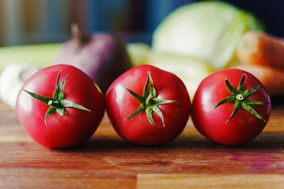 Close-up of tomatoes on table