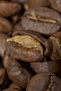 Detail shot of roasted coffee beans