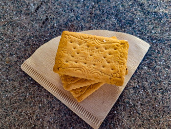 High angle view of food on cutting board