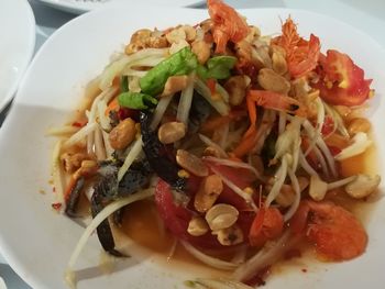 Close-up of food served in plate