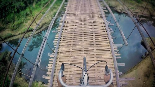 High angle view of boats in water