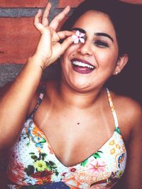 Close-up of smiling young woman