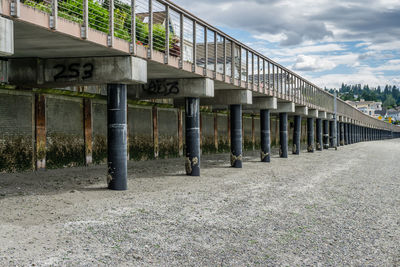 Low angle view of bridge in city