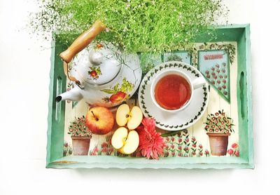 High angle view of fruits on table