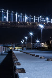 Illuminated street lights at night