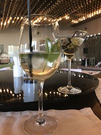 Close-up of wine glass on table