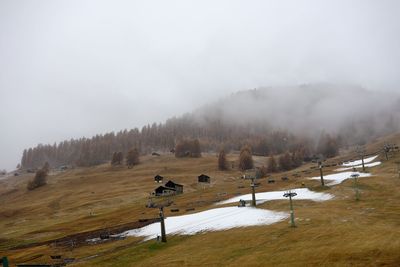 Scenic view of field against sky during winter