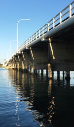 Low angle view of bridge over calm lake