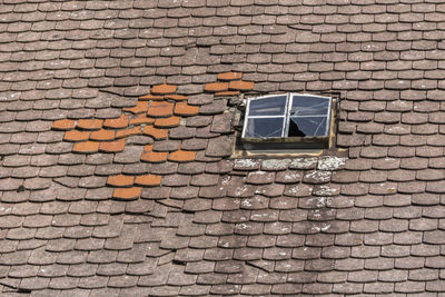 Close-up of broken window 