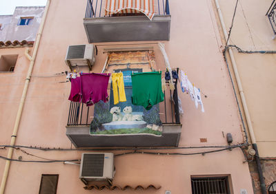 Clothes drying against built structure