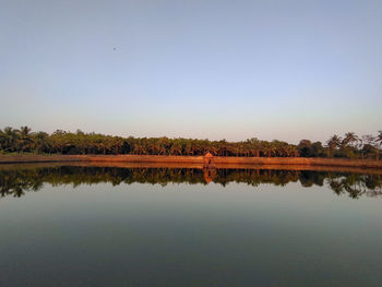 Scenic view of lake against clear sky