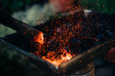 Close-up of fire against black background