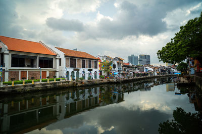 Historical buildings of the old malaysian town malacca, malaysia. unesco world heritage site