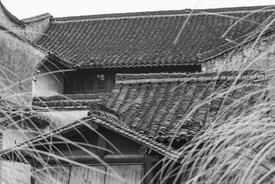 Close-up of old roof of building