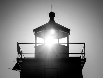 Low angle view of silhouette building against clear sky