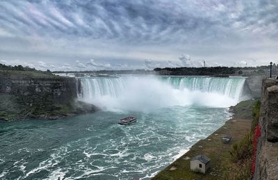 Scenic view of sea against cloudy sky