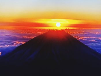 Scenic view of landscape against sky during sunset