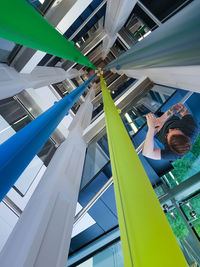 Low angle view of person indoors