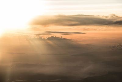 Aerial view of clouds against sky during sunset