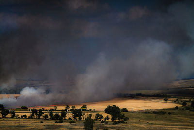 Panoramic view of field against sky