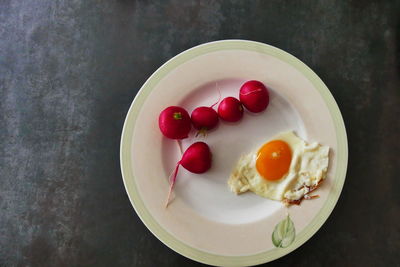 High angle view of breakfast in plate