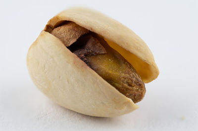 Close-up of bread against white background