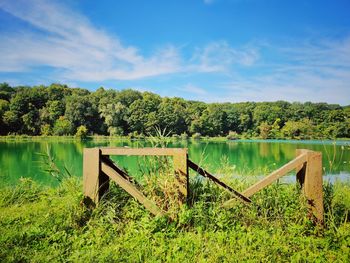 Scenic view of lake against sky