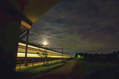 Train crossing a bridge at evening