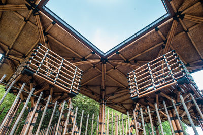 Close up of bamboo gazebo in the park