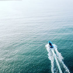 High angle view of  speed boat in the sea