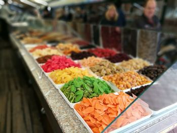 High angle view of vegetables for sale in market