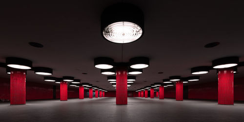 Interior of illuminated parking lot
