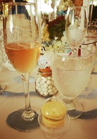 Close-up of beer in glass on table