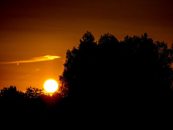 Silhouette trees against sky during sunset