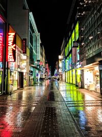 Wet street during rainy season at night