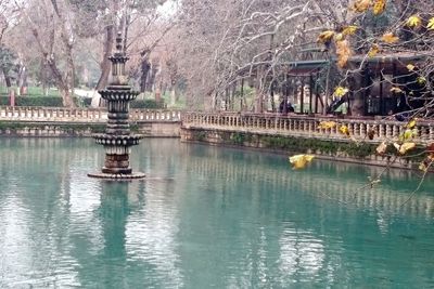 View of bridge over lake in city