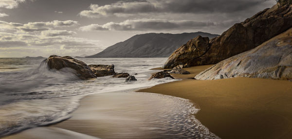 View of calm beach against the sky