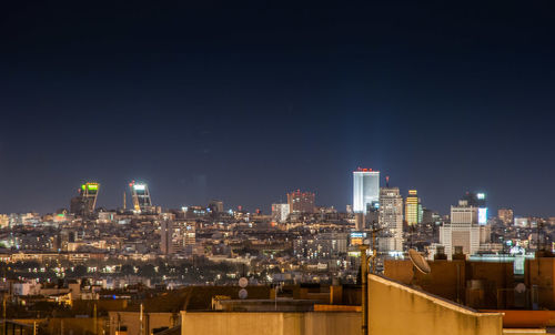 Illuminated cityscape at night