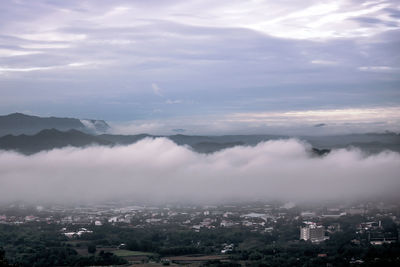 High angle view of townscape against sky