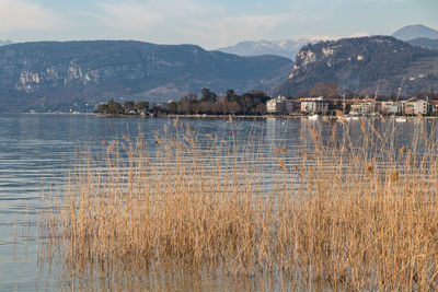 Scenic view of lake against sky