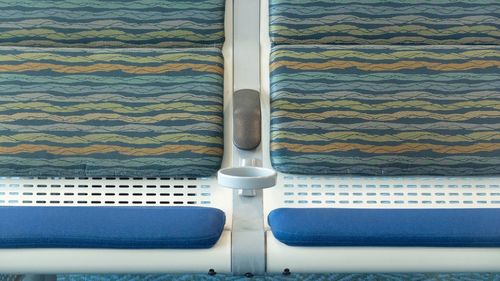 View of empty train seats