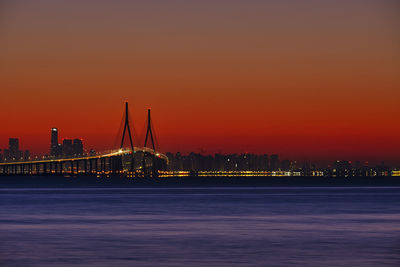 Scenic view of the bridge during sunrise