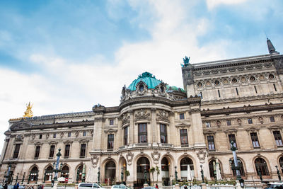 Low angle view of historical building against cloudy sky