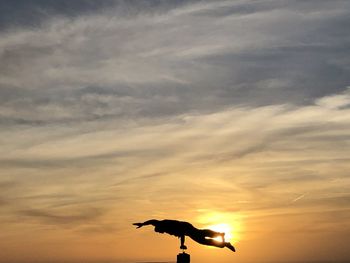 Low angle view of silhouette person against sky during sunset