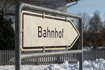 Text on snow covered field