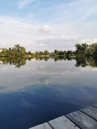 Scenic view of lake against sky